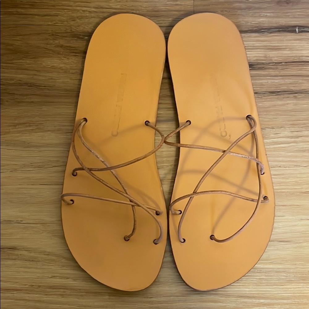 Maria Farro Odessa tan strap slide leather sandals size 40